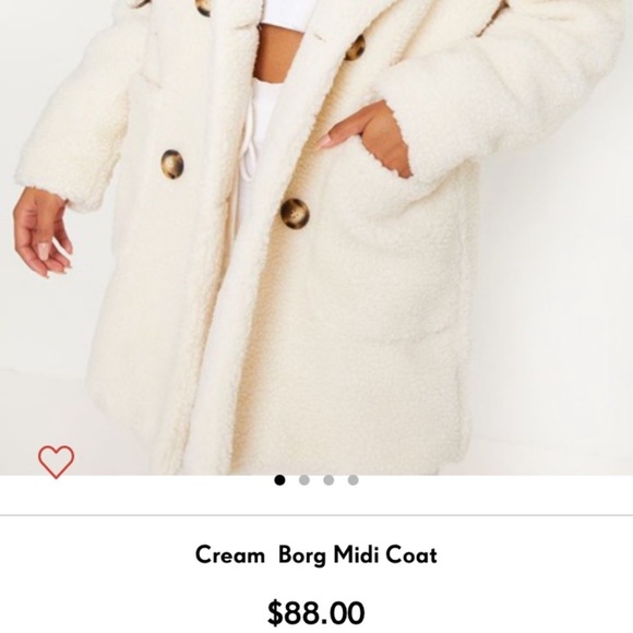 cream borg midi coat